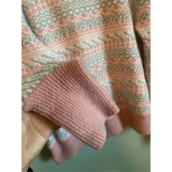 Design History Metallic Crewneck Sweater Long Sleeve Casual Pink Silver XXL - Picture 3 of 5